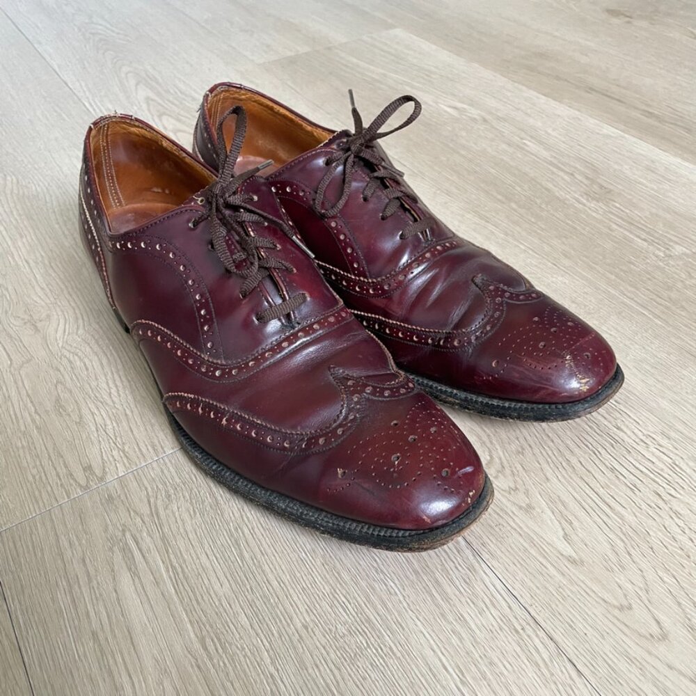 CHEANEY'S OF ENGLAND Vintage Oxford Brogue Shoes Oxblood ROYAL TWEED